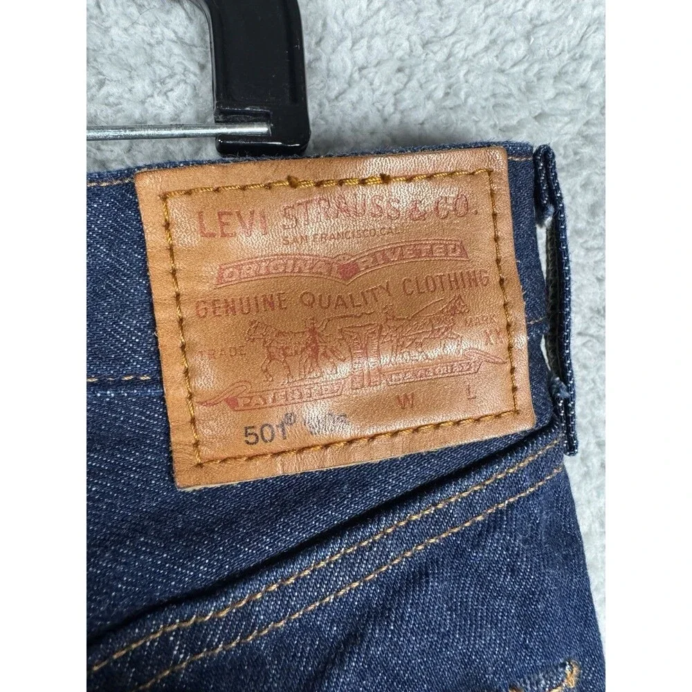 LEVIS Selvedge Denim 501 90s Big E Jeans Size 31 X 32 Mens Dark Denim Raw Hem